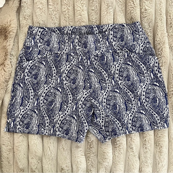 INC International Concepts Pants - INC Blue Paisley Women's Shorts with pockets stretchy